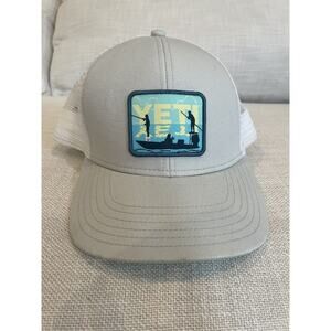 YETI Spey Cast Mid Pro Hat Gray White Baseball Cap Trucker Mesh Snap Back Adjust